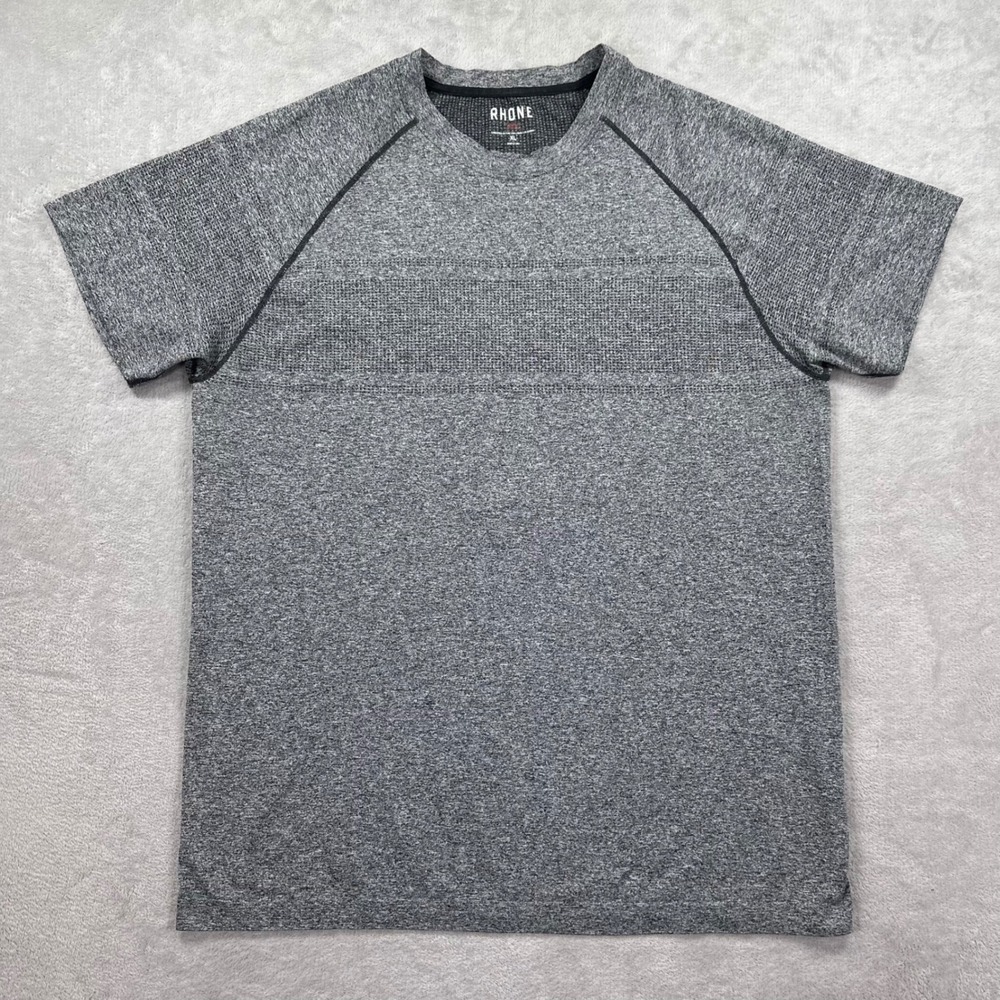 Rhone Reign Training Tee Men XL Gray Heather Seamless Raglan Workout Shirt Gym